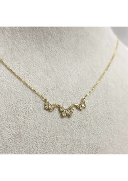 Butterfly Zirkon Kolye Gold indirimleri
