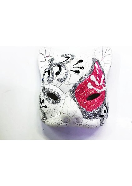 Pembe Renk Işlemeli Seramik Malzemeden Imal Venedik Kedi Model Magnet