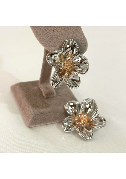 Flower Silver-Gold Çelik Küpe fırsatları