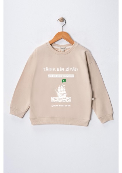 Erkek Çocuk "tarık Bin Ziyad" Baskılı Pamuklu Sweat