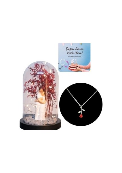 Fanus Teraryum Sarılan Çift Ağaçlı Kolye Hediyeli