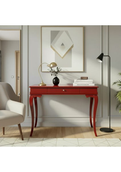 90 cm Masif Rustik Kırmızı Dresuar