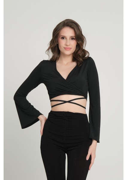 Kadın Tül Detay Crop fırsatları