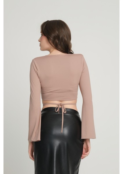 Kadın Tül Detay Crop