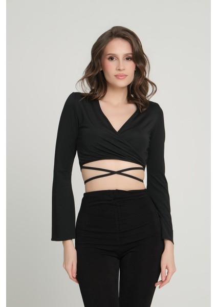 Kadın Tül Detay Crop