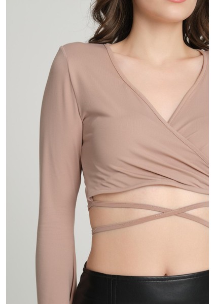 Kadın Tül Detay Crop