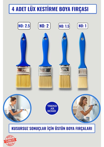 4’lü Set Lüx Kestirme Boya Fırçası ( 4 Adet )