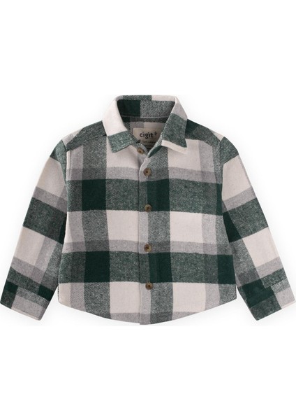 Oduncu Gömleği 1-9 Yaş Haki Ekoseli