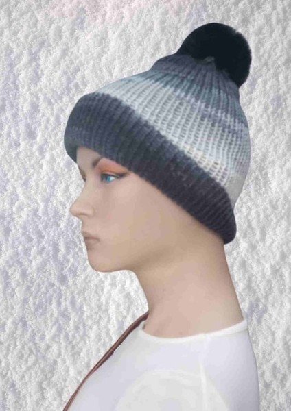 El Örgüsü Doğal Yün ve Akrilik Karışımlı Sıcacık Kış Beresi Koyu Gri Karışık Renk fiyatları