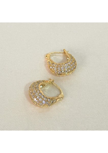 Vıp Zirkon Gold Küpe