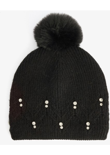 Siyah Emma Ponponlu Bere