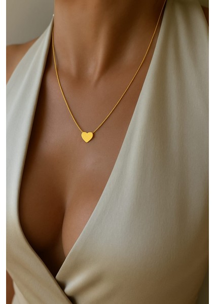 Çelik Kadın Gold Minik Kalpli Kolye