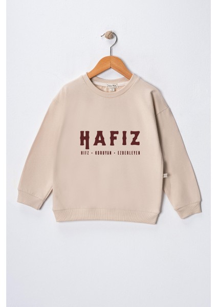 Erkek Çocuk " Hafız" Baskılı Pamuklu Sweat