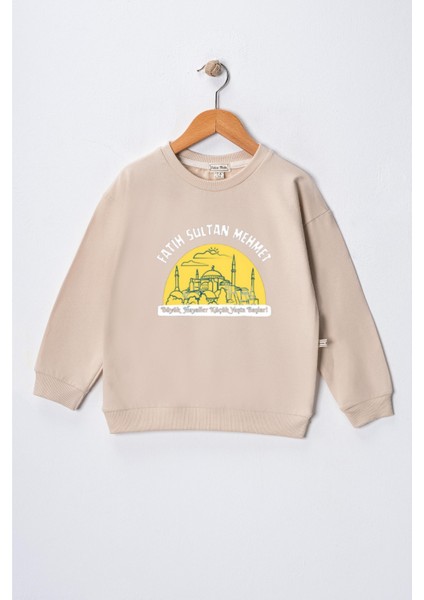 Erkek Çocuk " Fatih Sultan Mehmet" Baskılı Pamuklu Sweat
