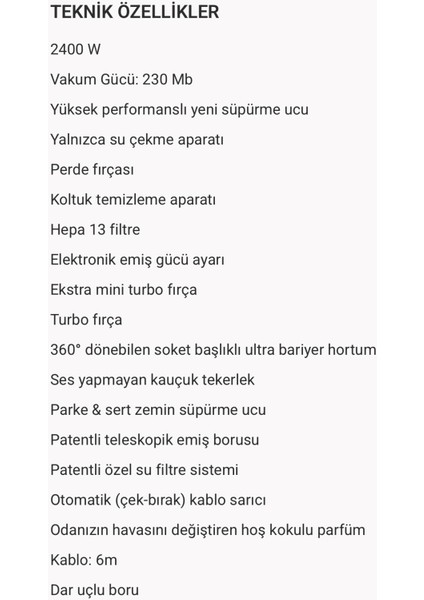 Su Filtreli Toz ve Alerjenleri Için Etkin Yüksek Performanslı Emiş Gücü Bora Süpürge 2400W + Mutfak Tartısı (Onerous)