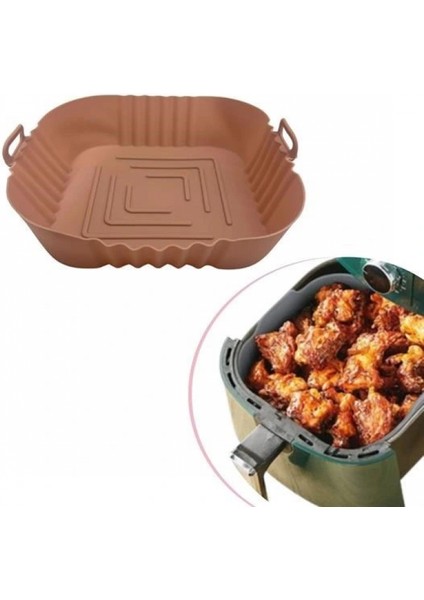 Renkli Isıya Dayanıklı Yıkanılabilir Silikon Fırın Airfryer Kare Model Pişirme Matı 20 cm fiyatları