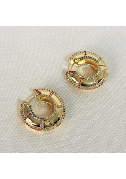 Vıp Renkli Taşlı Gold Küpe fiyatları