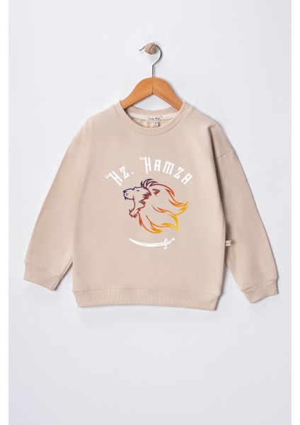 Erkek Çocuk "hz Hamza" Baskılı Pamuklu Sweat
