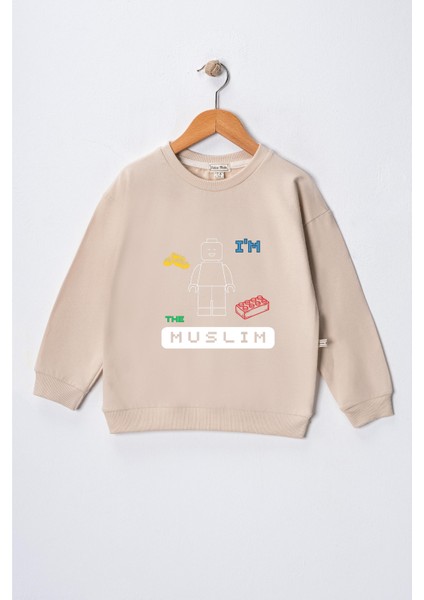 Erkek Çocuk "ben Müslümanım" Baskılı Pamuklu Sweat