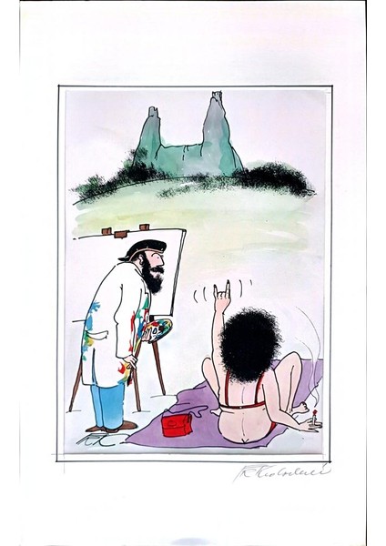 Frantisek Kratochvil 43X30CM Orijinal Karikatür Tablo modelleri