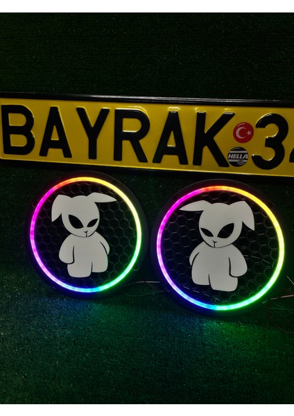 Pixel Kayar Ledli Midrange Kapağı 20 cm 358 Mod 12 Sabit Renk Kumandalı Rgb Tasarımlı Işıklı Kapak 1takım 2 Ader fiyatları