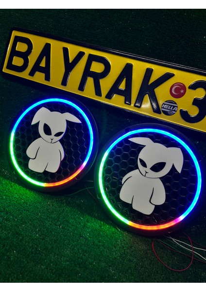 Pixel Kayar Ledli Midrange Kapağı 20 cm 358 Mod 12 Sabit Renk Kumandalı Rgb Tasarımlı Işıklı Kapak 1takım 2 Ader modelleri