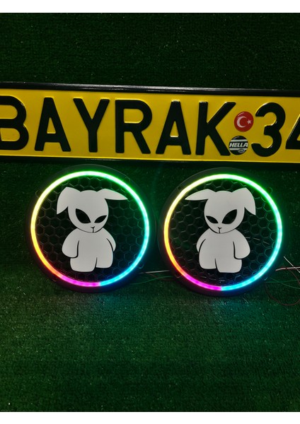 Pixel Kayar Ledli Midrange Kapağı 20 cm 358 Mod 12 Sabit Renk Kumandalı Rgb Tasarımlı Işıklı Kapak 1takım 2 Ader fırsatları