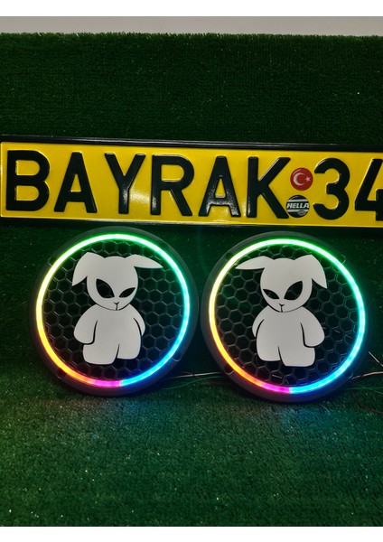 Pixel Kayar Ledli Midrange Kapağı 20 cm 358 Mod 12 Sabit Renk Kumandalı Rgb Tasarımlı Işıklı Kapak 1takım 2 Ader