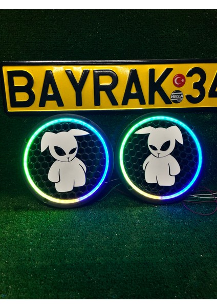 Pixel Kayar Ledli Midrange Kapağı 20 cm 358 Mod 12 Sabit Renk Kumandalı Rgb Tasarımlı Işıklı Kapak 1takım 2 Ader