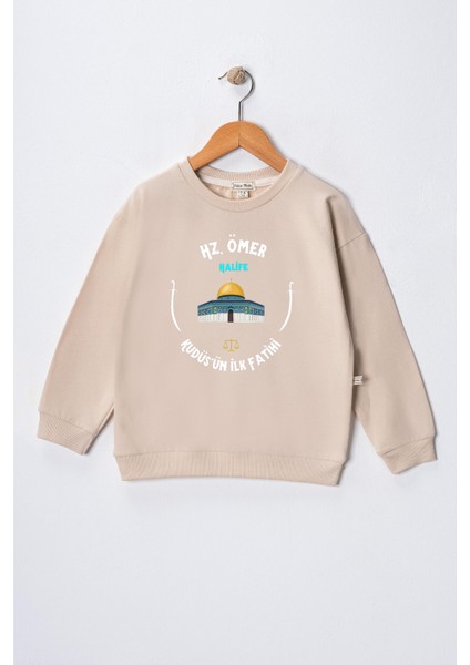 Erkek Çocuk " Hz Ömer" Baskılı Pamuklu Sweat