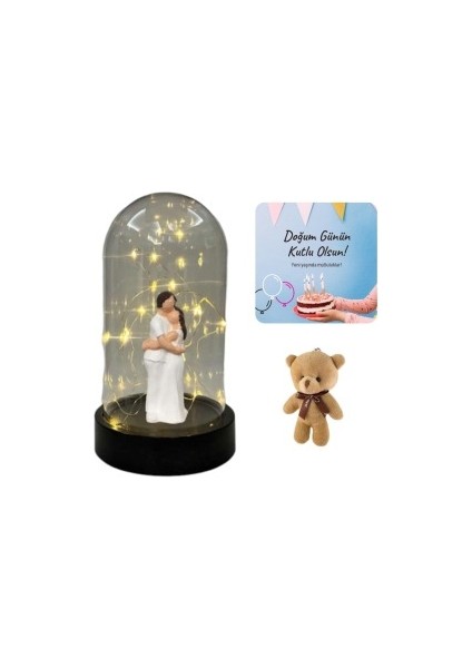 Fanus Teraryum Sarılan Çift Mini Ayıcıklı