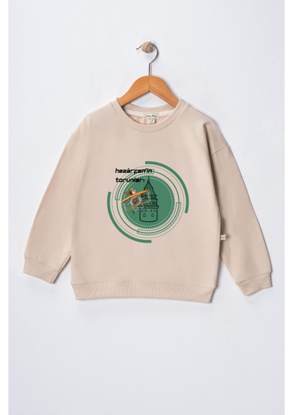 Erkek Çocuk " Hazerfenin Torunları" Baskılı Pamuklu Sweat