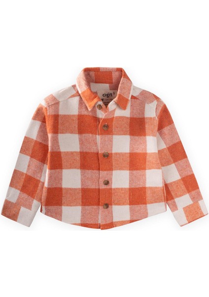 Oduncu Gömleği 1-9 Yaş Oranj Ekose