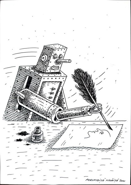 Mihaita Porumbita 29X21CM Orijinal Karikatür Tablo modelleri