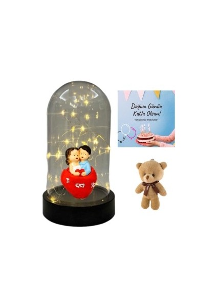 Fanus Teraryum Sevgili Ellerinde Kalp Mini Ayıcıklı