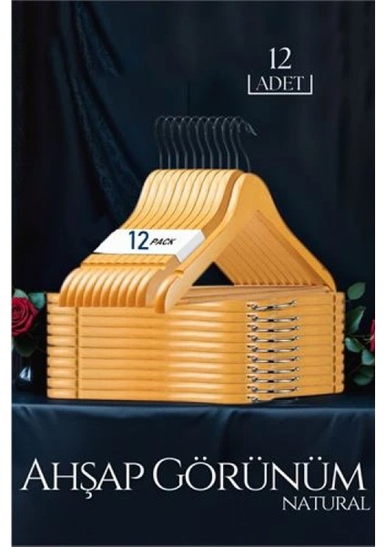 Natural Ahşap Görünüm 12 li Askı Seti Schönbuch Design