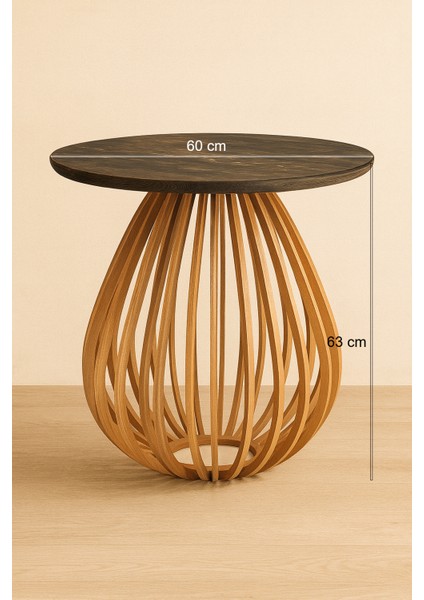 Palermo Xxl Yuvarlak Modern Klasik Rustik Retro Vintage Naturel Dekoratif Ahşap Çıtalı Eskitme Iskandinav Yan Orta Mantar Sehpa fiyatları