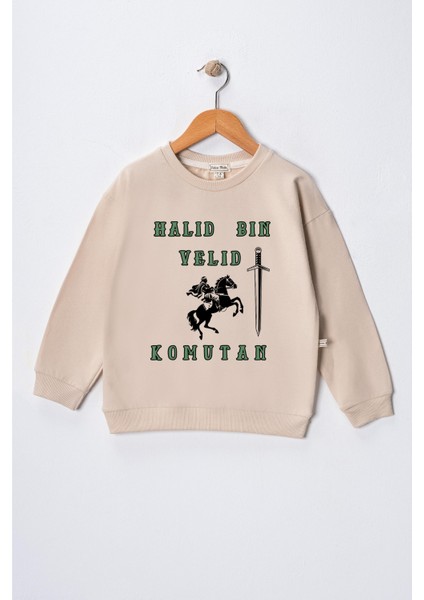 Erkek Çocuk " Hz Halid Bin Velid" Baskılı Pamuklu Sweat