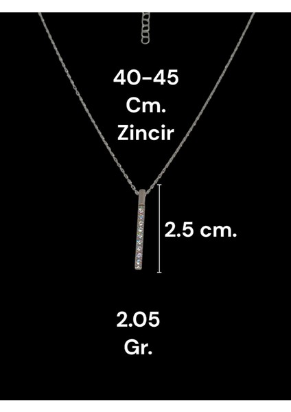 Orijinal Swarovski Taşlı 925 Ayar Gümüş Bar Kolye (Minimalist Çubuk Tasarım) fırsatları