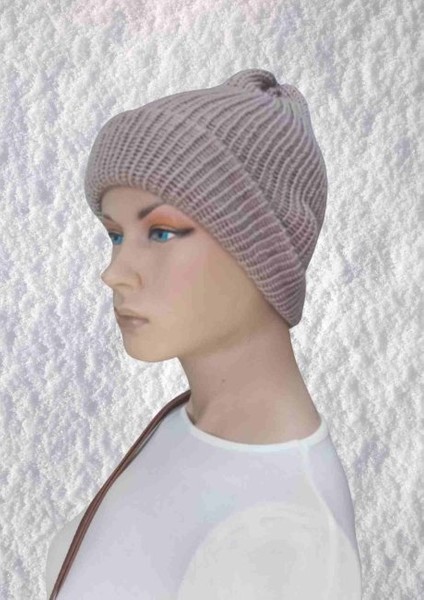 El Örgüsü Doğal Yün ve Akrilik Karışımlı Sıcacık Kış Beresi Vizon Renk fiyatları