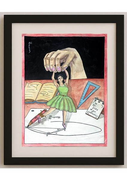 Ali Aghaeyi 43X30CM Orijinal Karikatür Tablo