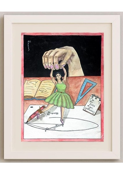 Ali Aghaeyi 43X30CM Orijinal Karikatür Tablo fırsatları