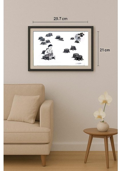 Zang Jun 35X25CM Orijinal Karikatür Tablo