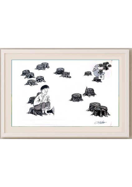 Zang Jun 35X25CM Orijinal Karikatür Tablo fırsatları