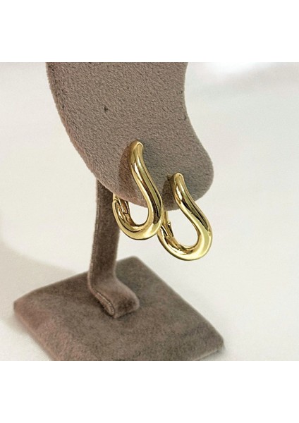 Kıvrımlı Şık Çelik Gold Küpe fırsatları