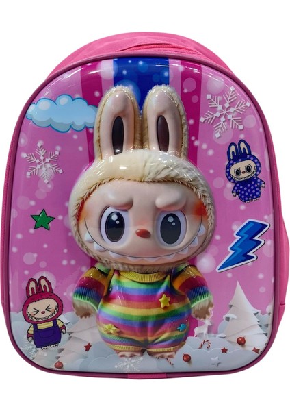 Labubu 3D Kabartmalı Anaokulu Kreş ve Günlük Kullanım Çantası