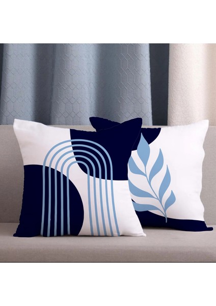 2 Li Kombin Bohem Boho Temalı Lacivert Renkli Dijital Baskılı Kırlent Kılıfı