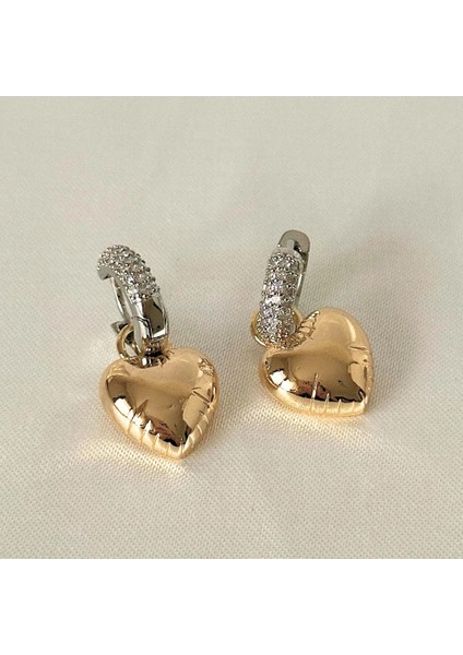 Balon Kalpli Zirkon Gold-Silver Küpe