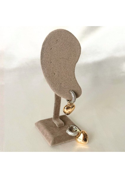 Balon Kalpli Zirkon Gold-Silver Küpe fırsatları