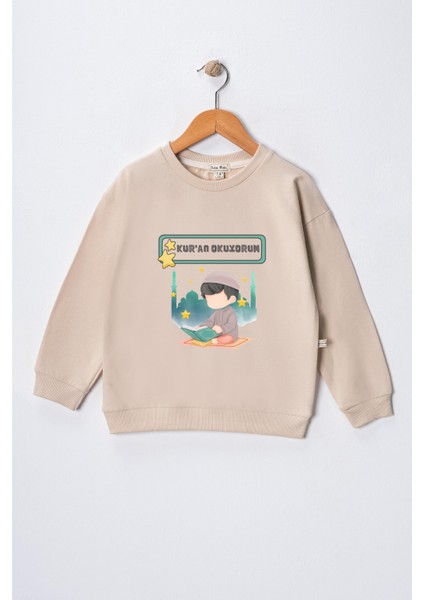 Erkek Çocuk "kuran Okuyorum" Baskılı Pamuklu Sweat